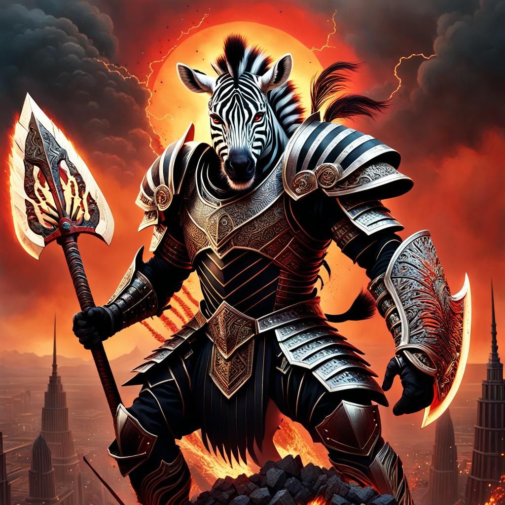 Zebra Warrior in Apocalyptic Battle