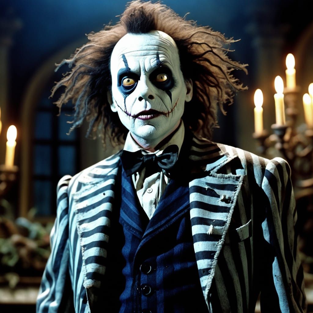 Beetlejuice in Haunting Gothic Mansion
