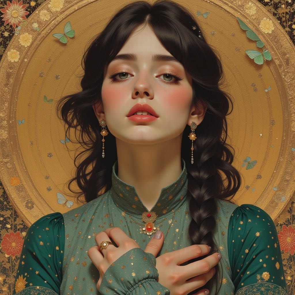 Disco Portrait with Art Nouveau Influences