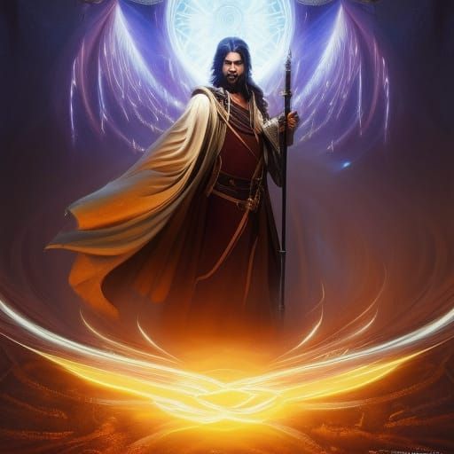 Hyperdetailed Wizard Conjuring Magic, Dark Fantasy Concept A...