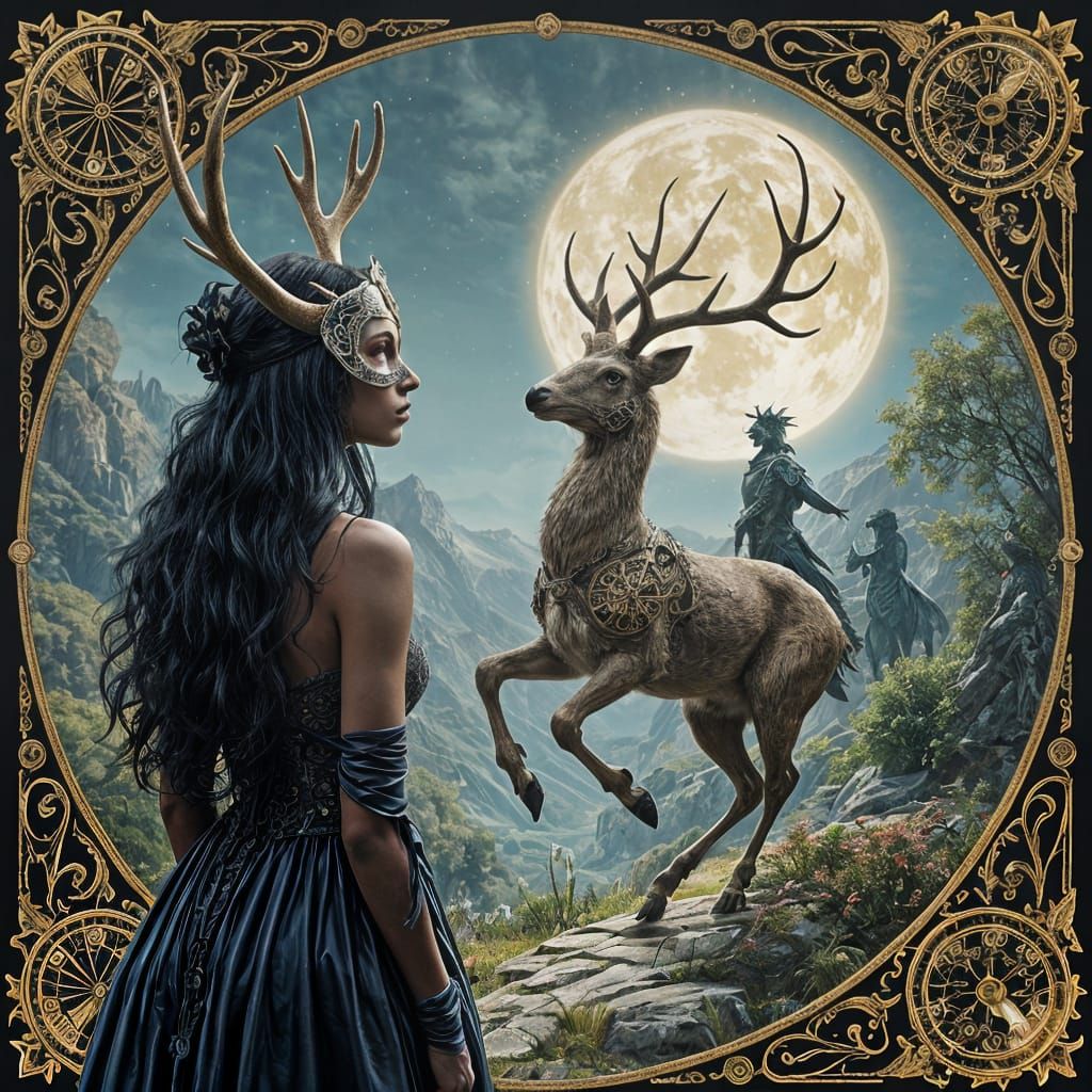 Masquerade Ball in Clock Tower, Art Nouveau Style