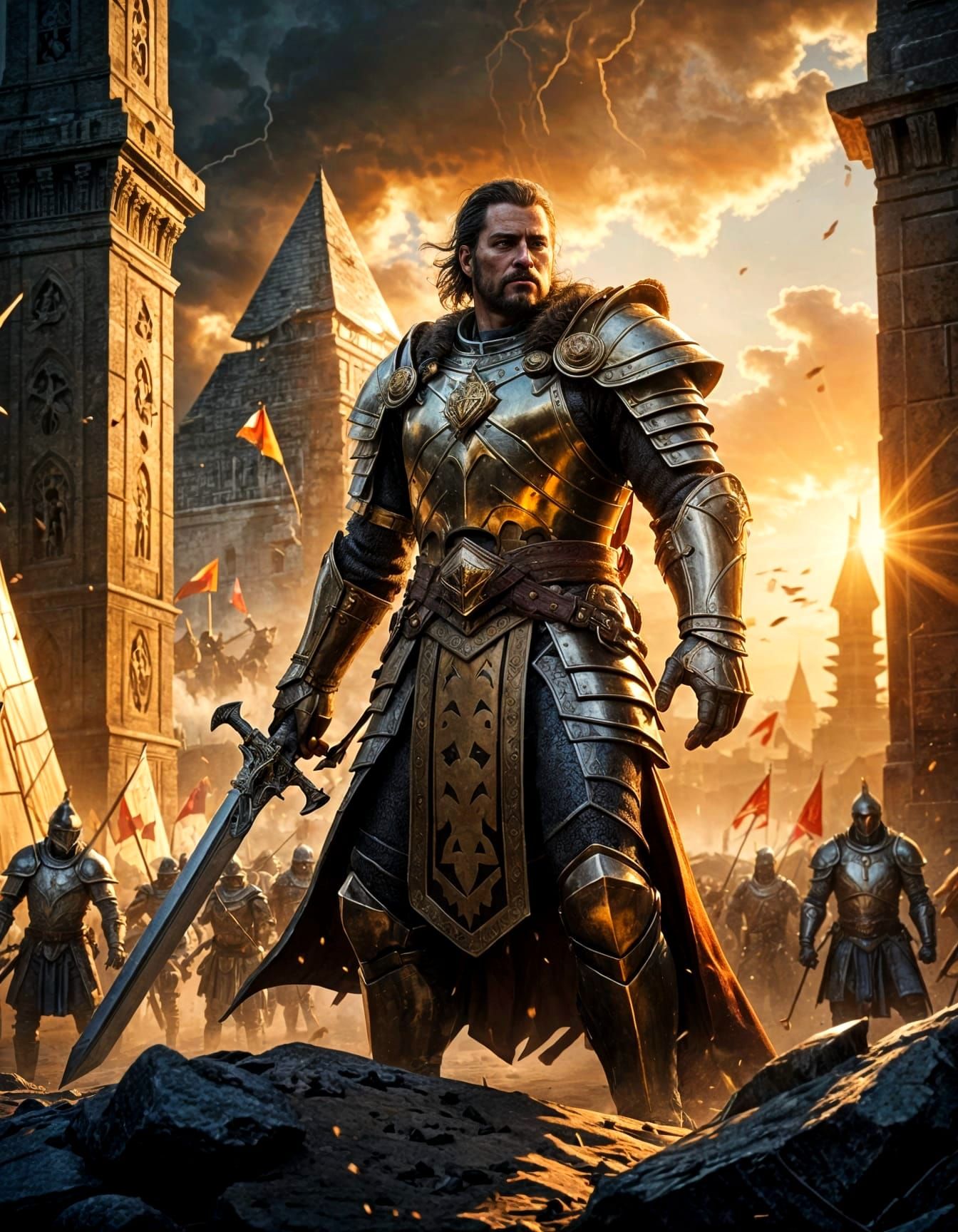 Medieval King Oversees Rise of Empires: Epic Matte Painting