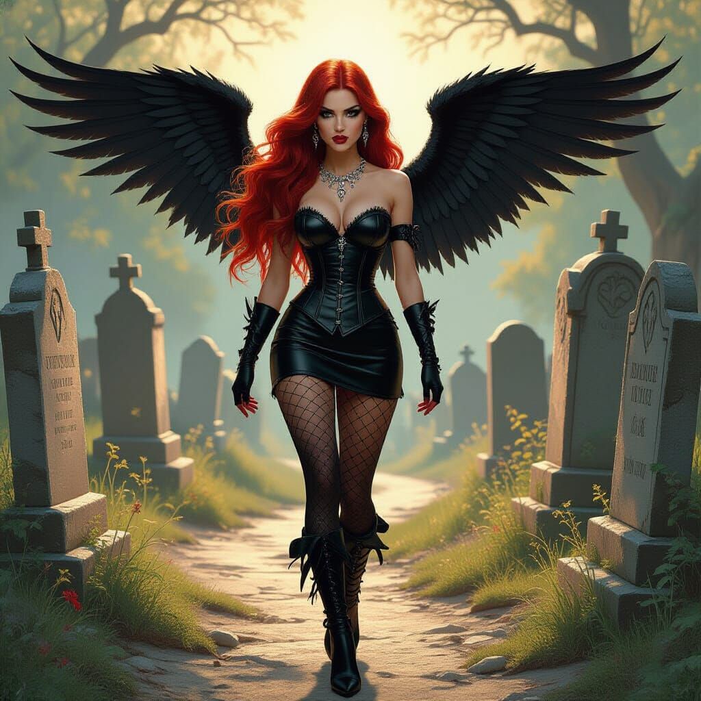 Goddess in Graveyard, Fantasy Art Style