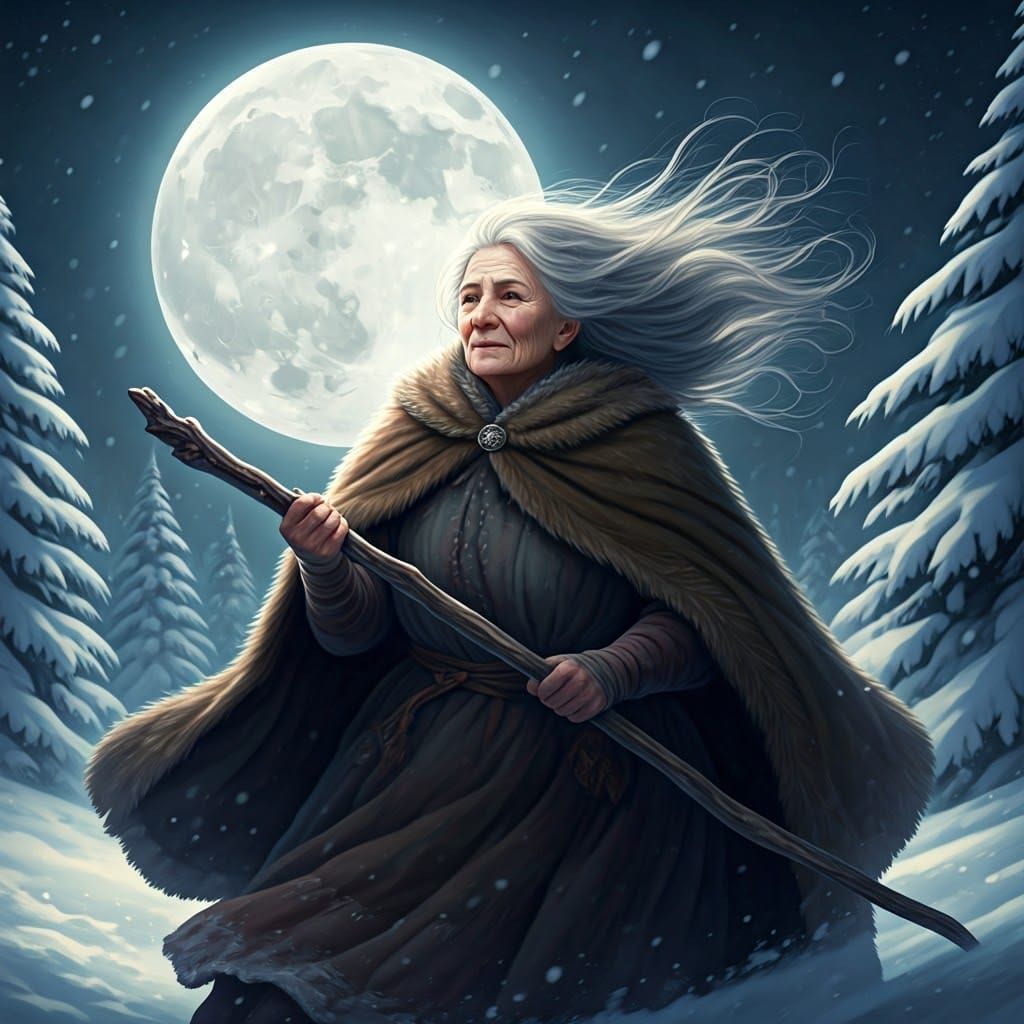 Winter Goddess in Whimsical Realism Style