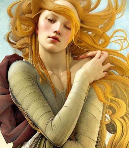 Renaissance Woman Portrait in Botticelli Style