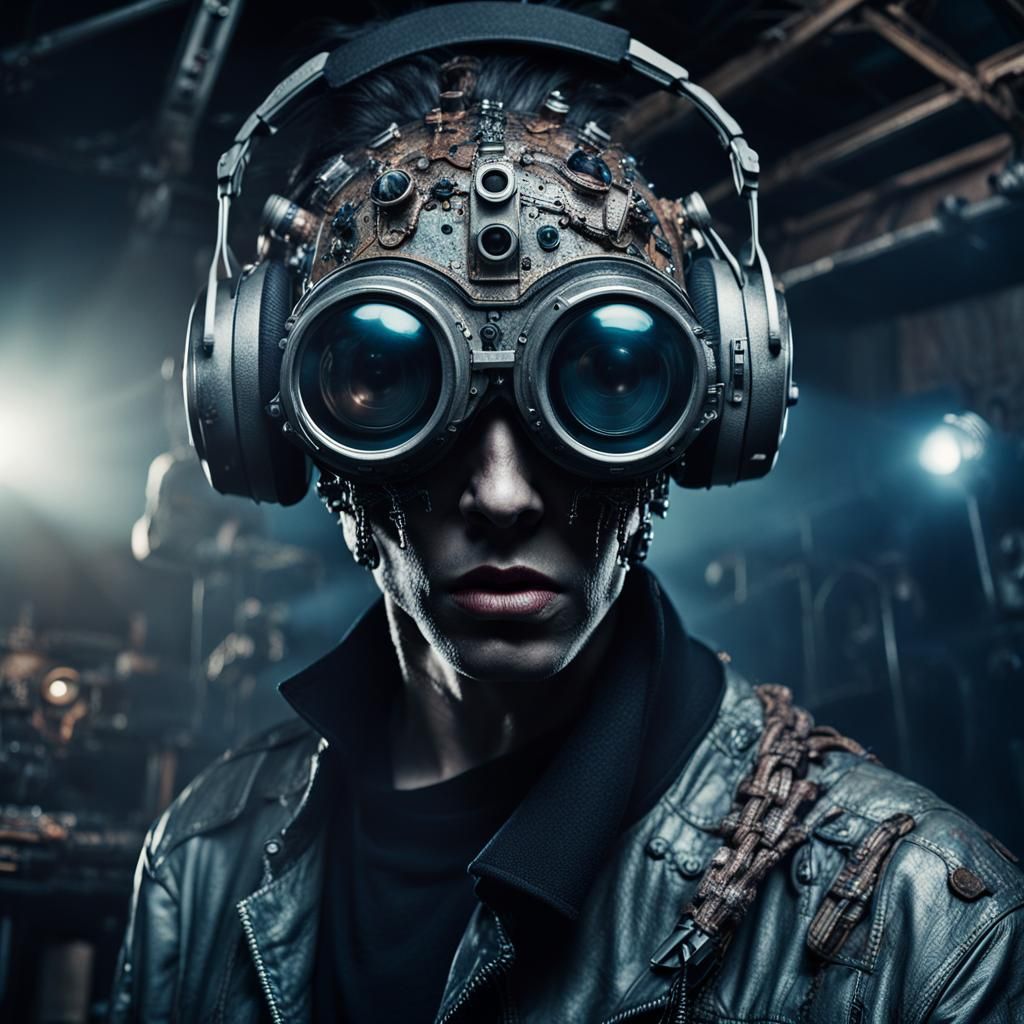 Cyberpunk Model in Haunted House Portrait