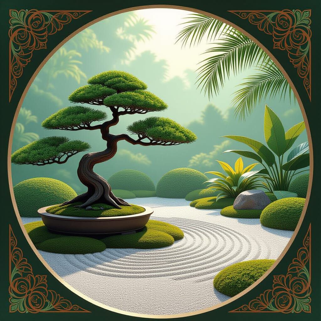 Zen Garden Meets Jungle: Art Nouveau Fusion