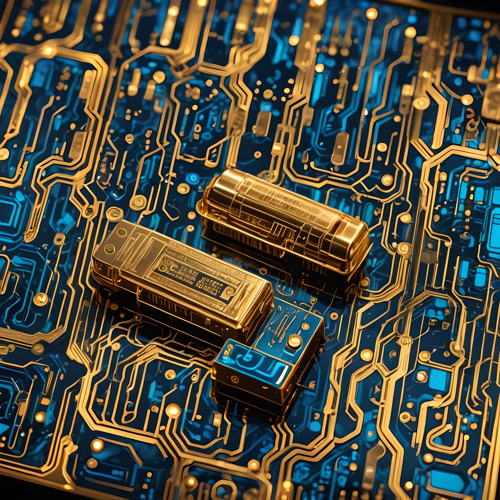 Small Gold Flash Drive Close-up