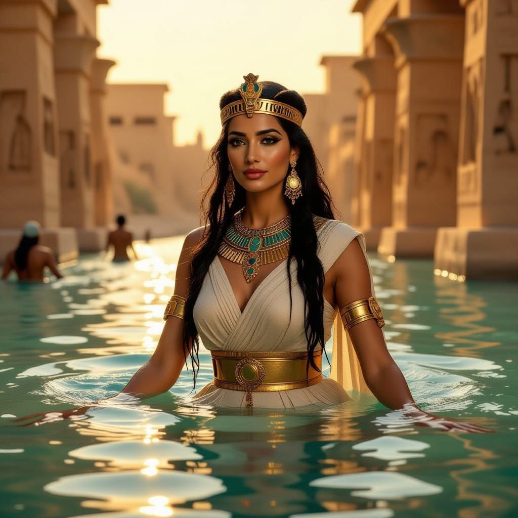 Egyptian Queen Bathing in Nile, Renaissance Style