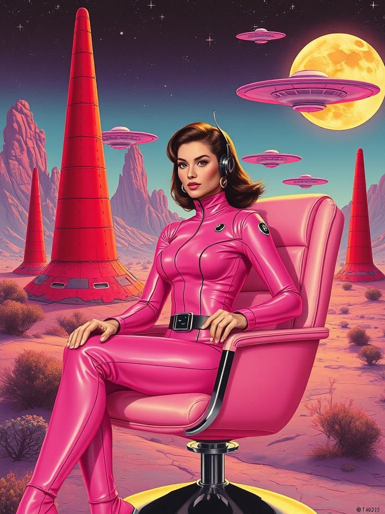 Retro-Futuristic Woman in Space Outfit, Sci-Fi Art