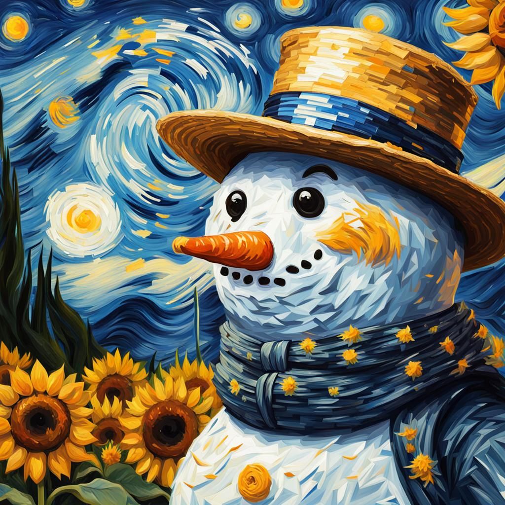 Snowman (Vincent Van Gogh style)