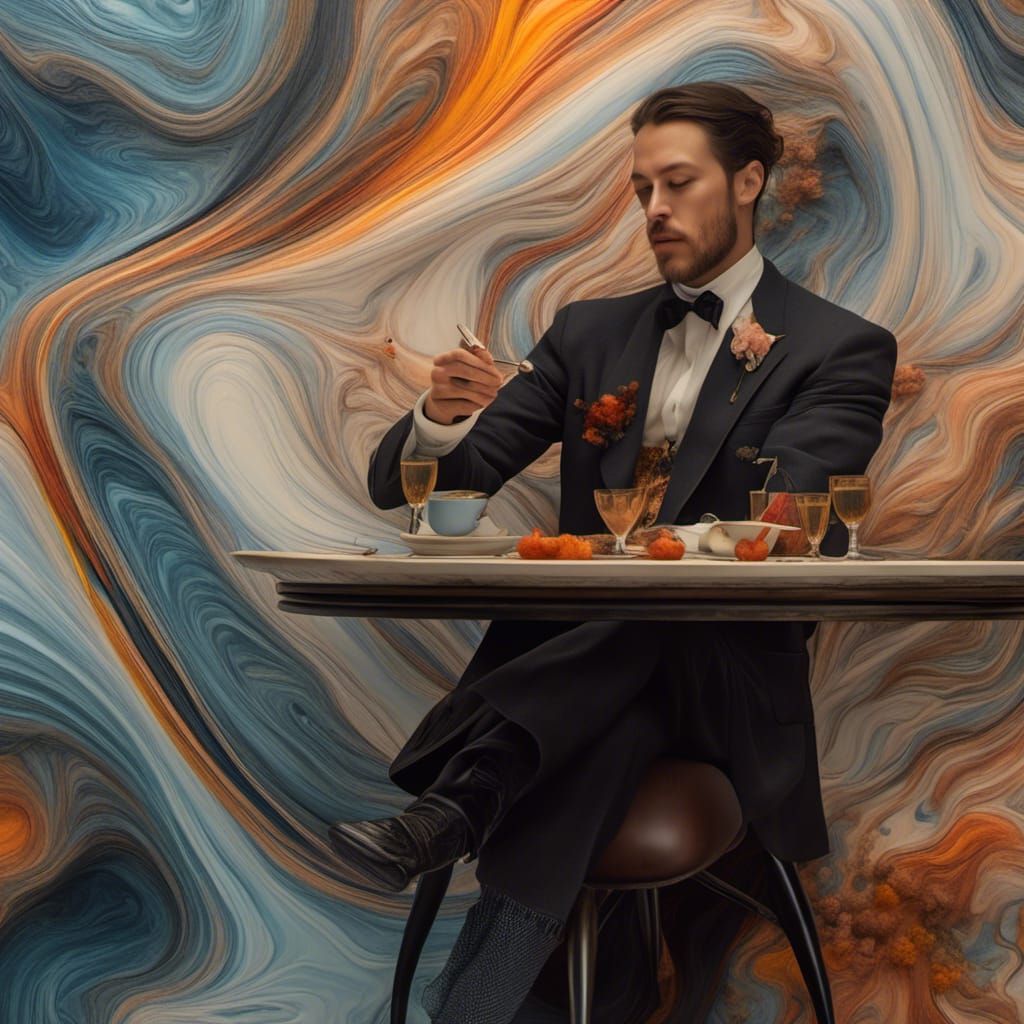 Alien at Bistro: Polychromatic Bizarre Art in 8K