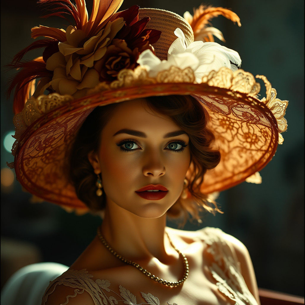 Elegant Woman in Lavish Kentucky Derby Hat