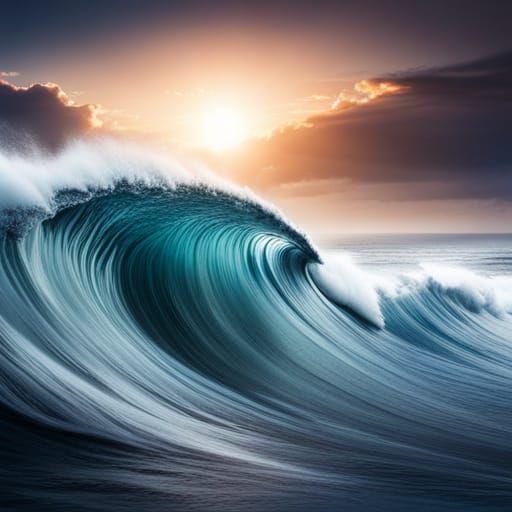 Epic Surfing Scene in Digital Matte Painting Style