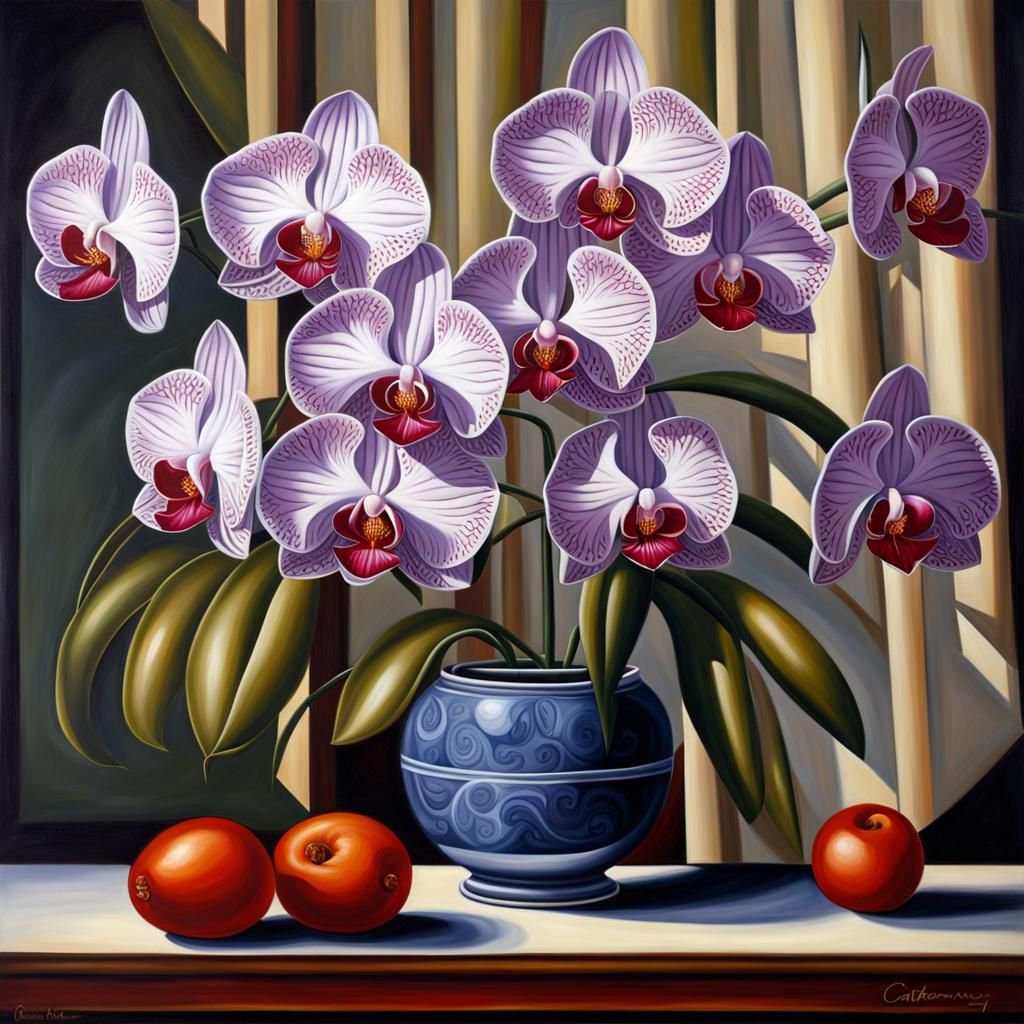 Fantasy Orchids Still Life in Classical Style