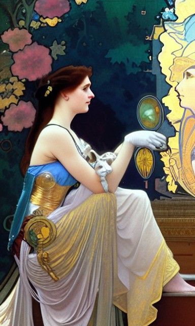 Queen Phoebe's Planetary Kingdom Portrait in Art Nouveau Sty...