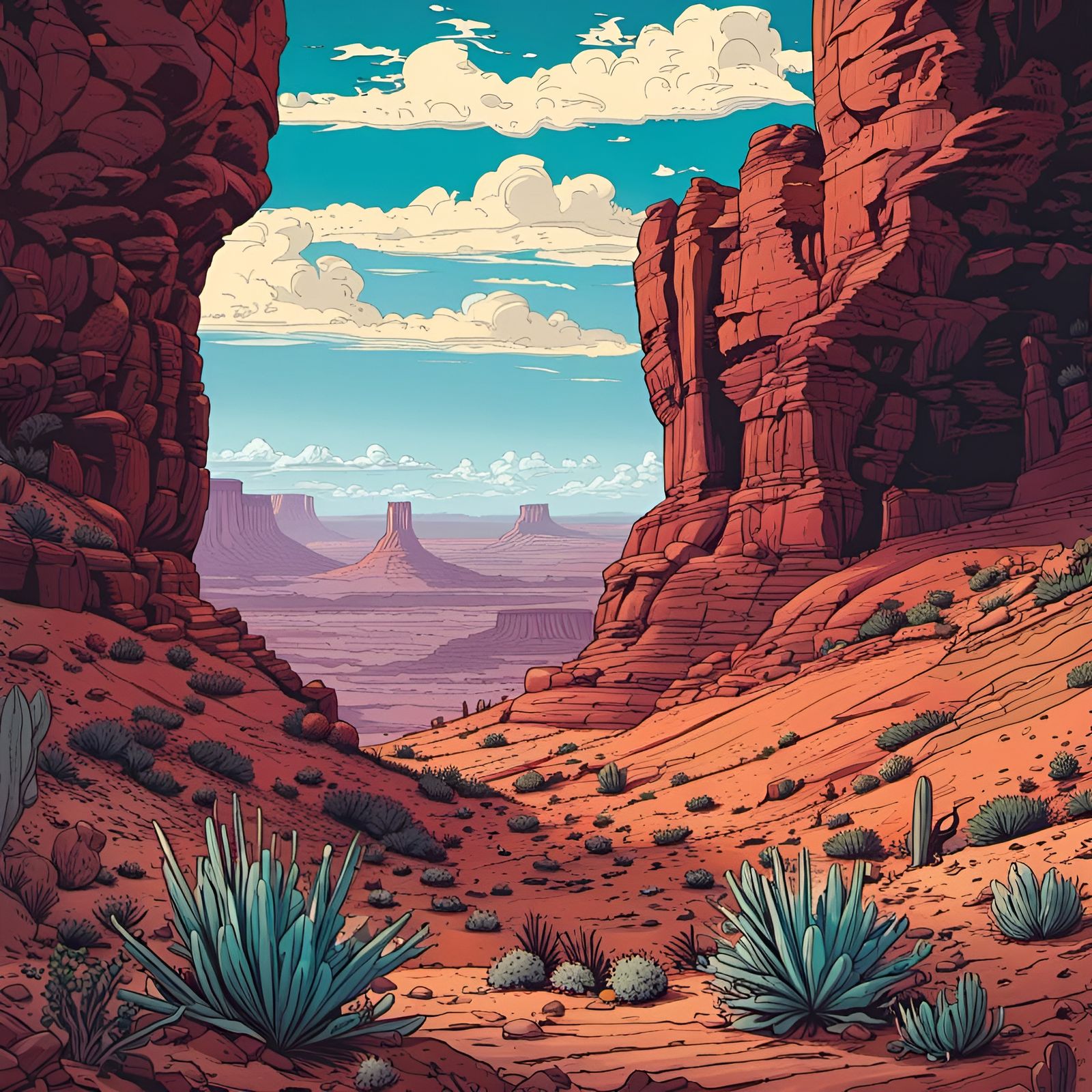 Vibrant Canyonlands National Park Comic Art