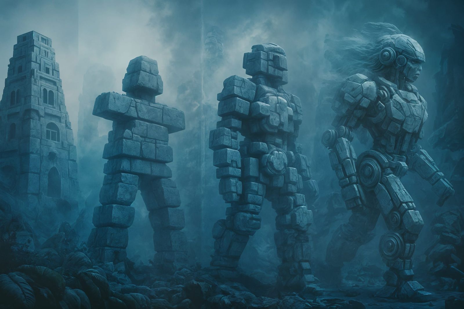 Akkadian Jungle Monolith Transformation into Mechanical Bein...