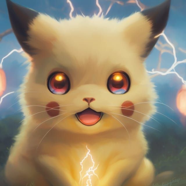 Pikachu Generating Electricity: Digital Oil Painting