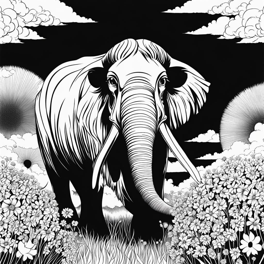 Multicolor Floral Sun in Manga Style