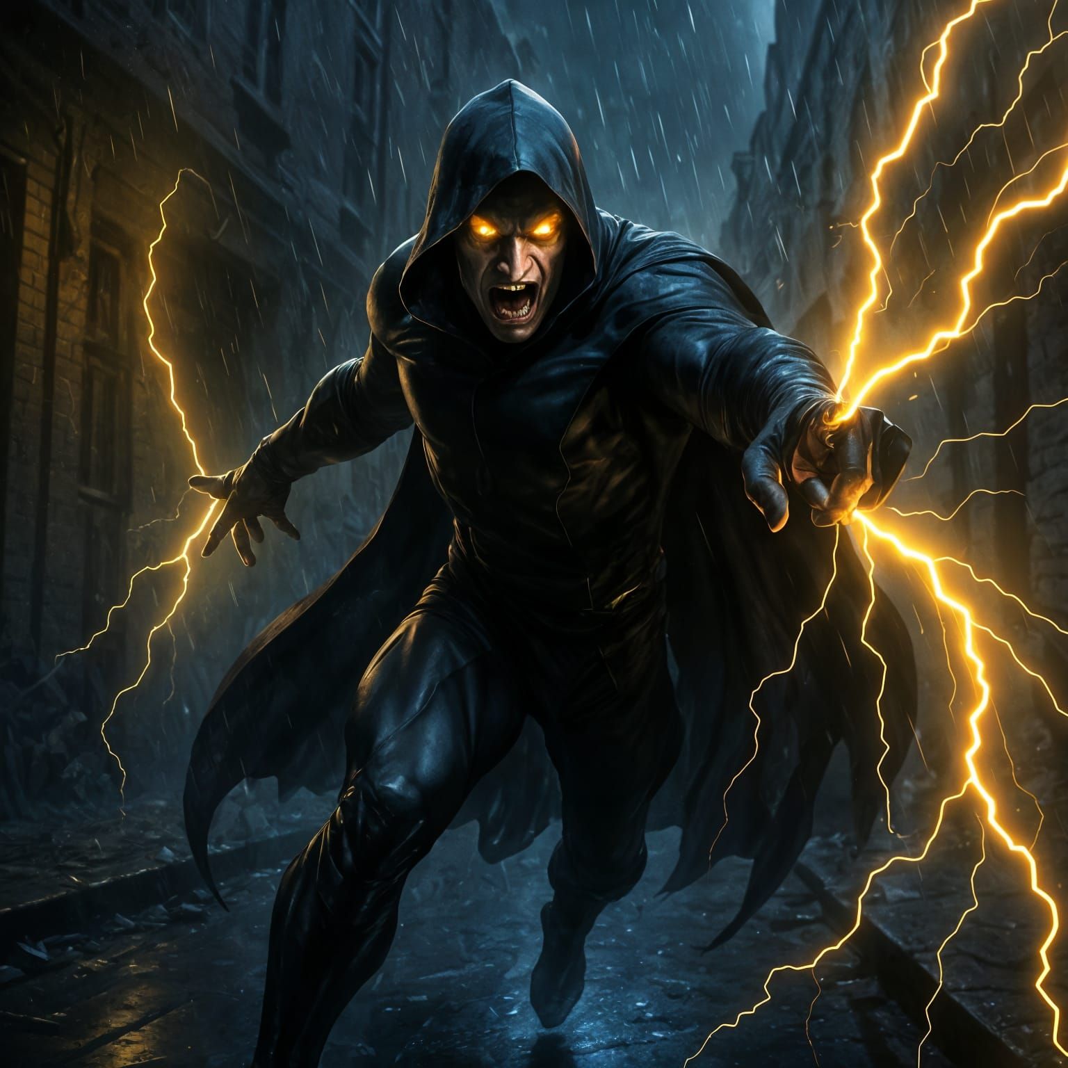 Evil Doctor Super Villain in Action Scene