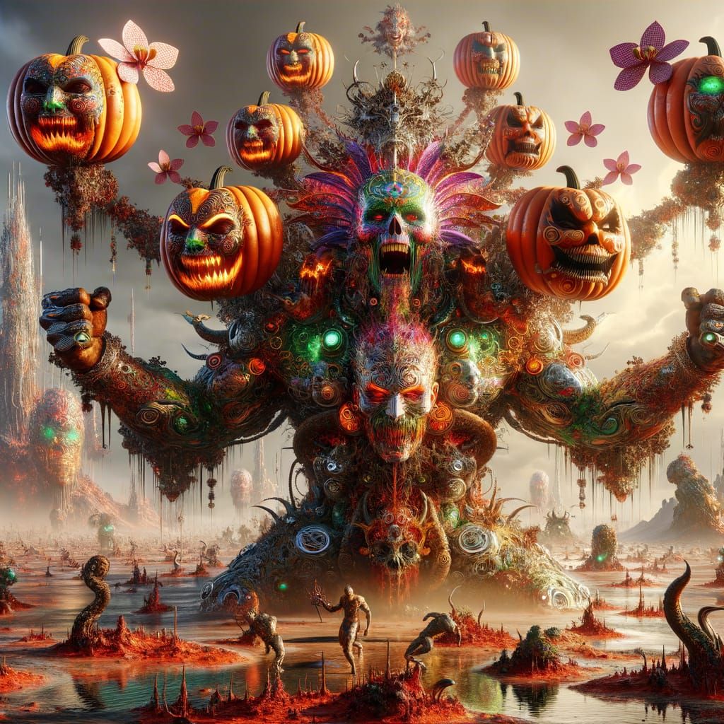 Psychedelic Pumpkin God on Alien Planet