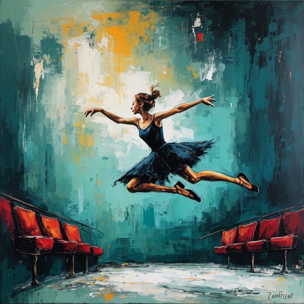 Dancer Frozen Mid-Leap: Modern Abstract Art