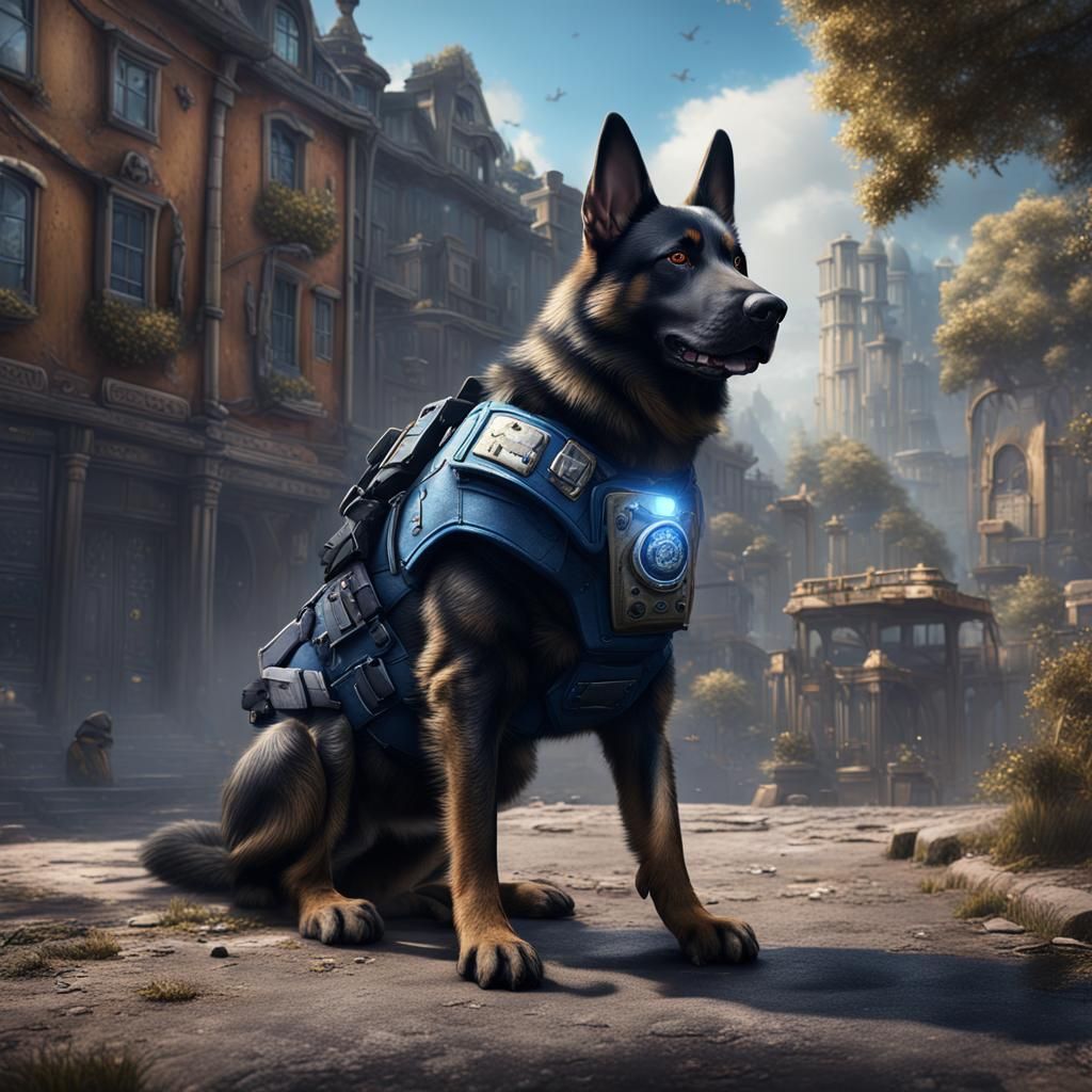 Detailed Matte Painting of a Police Dog