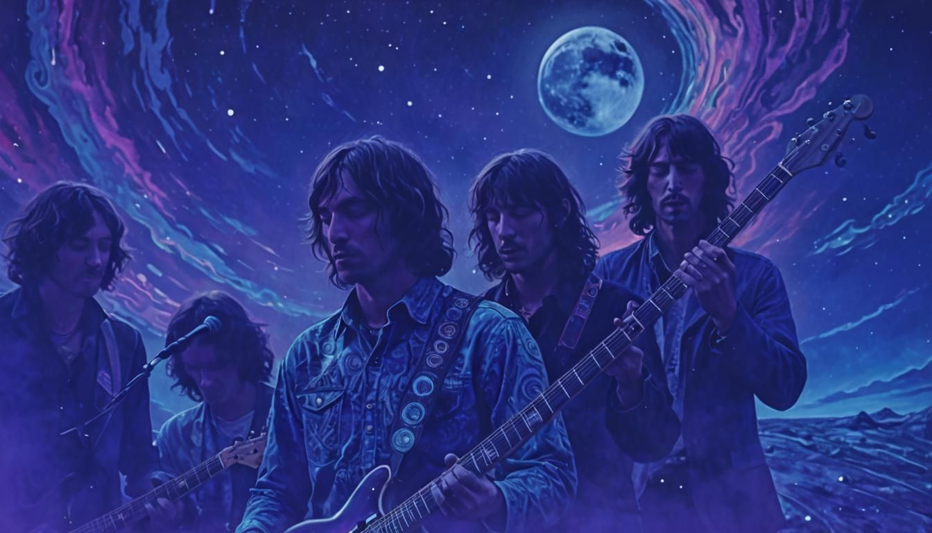 Psychedelic Rock Band on the Moon