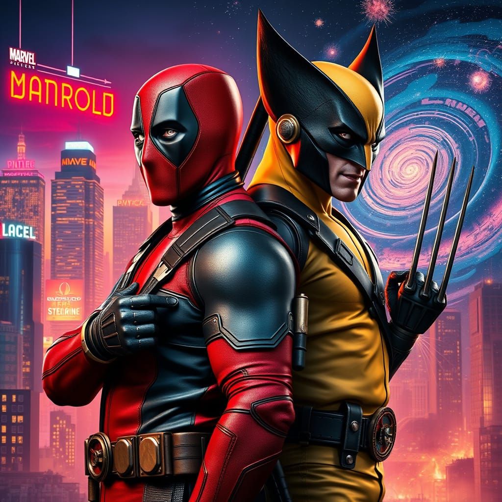 Steampunk Deadpool and Wolverine Dual Exposure