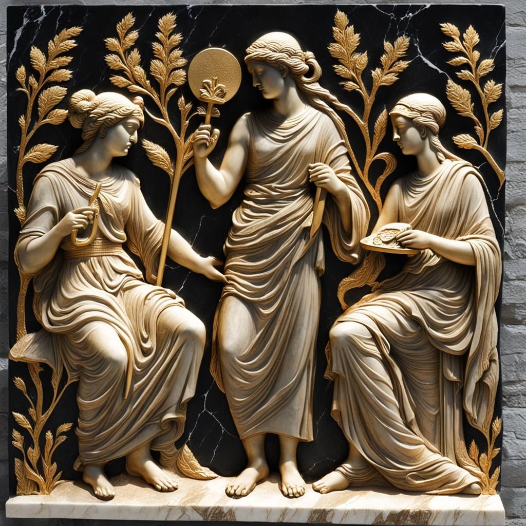 Bas-Relief Sculpture of The Three Muses