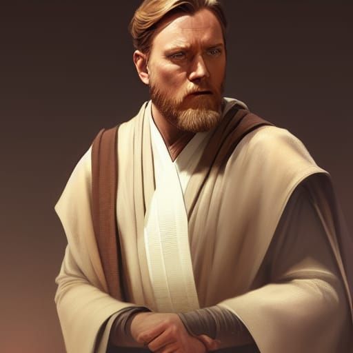 Obi-Wan Kenobi Portrait in Hyperdetailed Digital Art