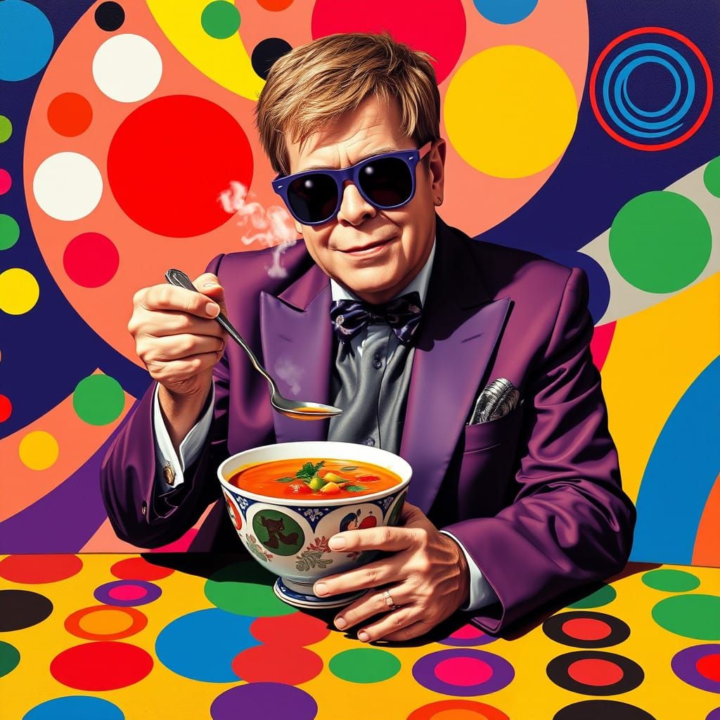 Elton John Savoring Pop Art Vegetable Soup