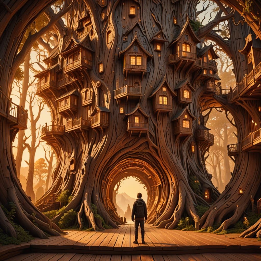 Wooden World Digital Matte Painting in 8K