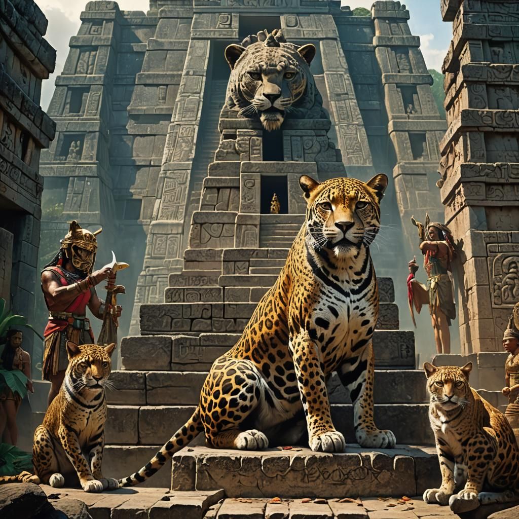 Mayan Jaguar Priest Sacrifice Ceremony: Fantasy Concept Art
