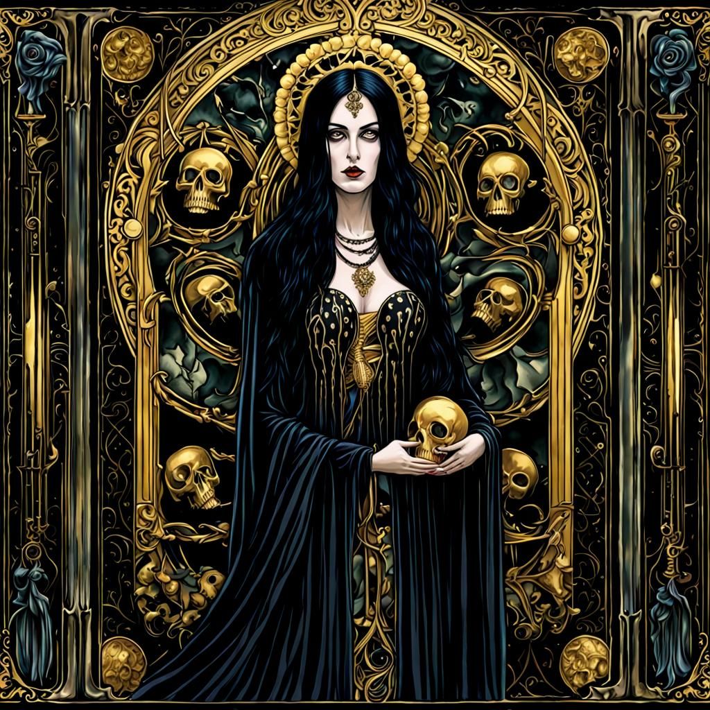 Gilded Tarot Card Depicting Death as Fine Art