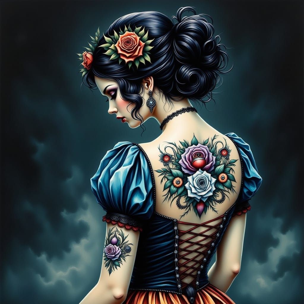 Ethereal Goth Snow White with Magical Tattooed Dwarves, Disn...
