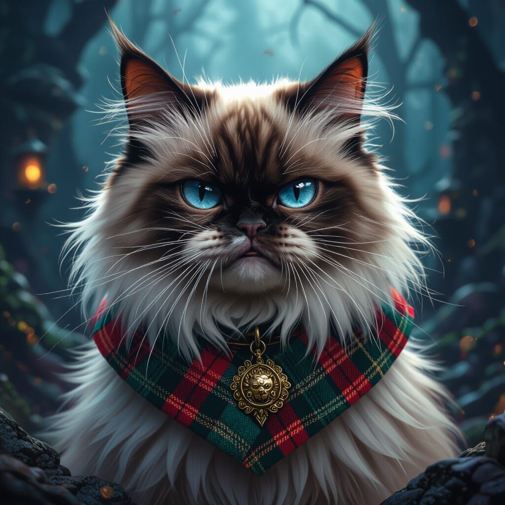 Furious Scottish Ragdoll Cat in Mystical Fantasy Art