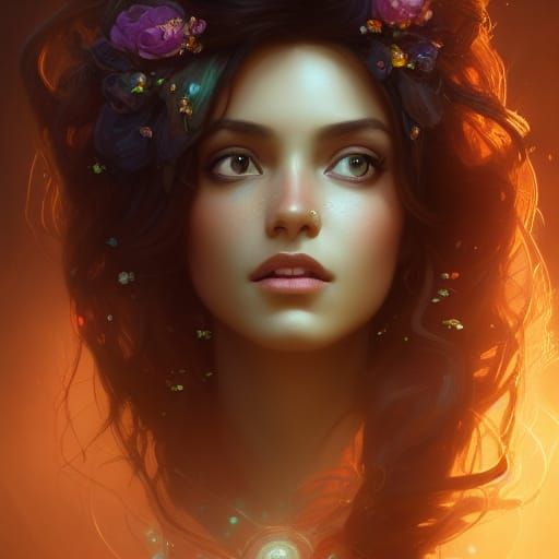Esmeralda Fairy Princess Portrait in Cosmic Style