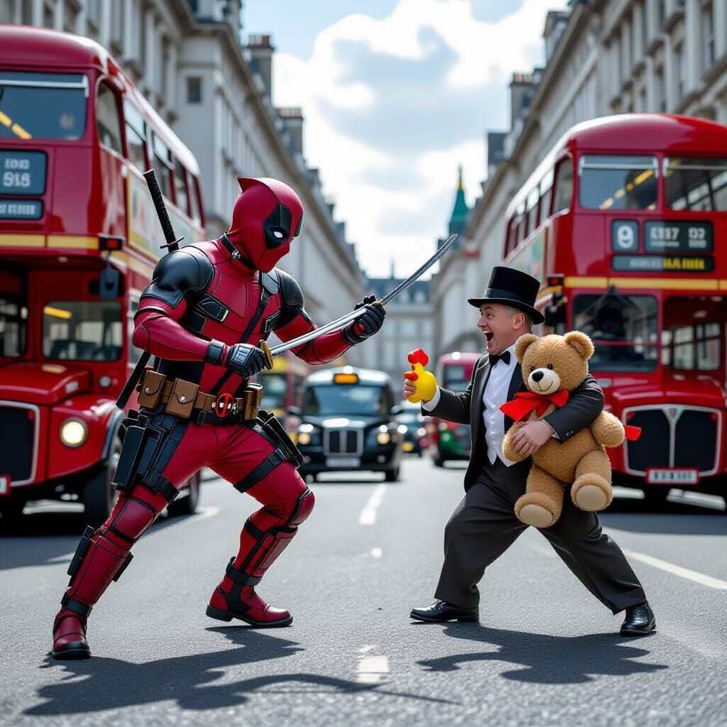 Deadpool vs. Mr. Bean: A Chaotic London Street Battle