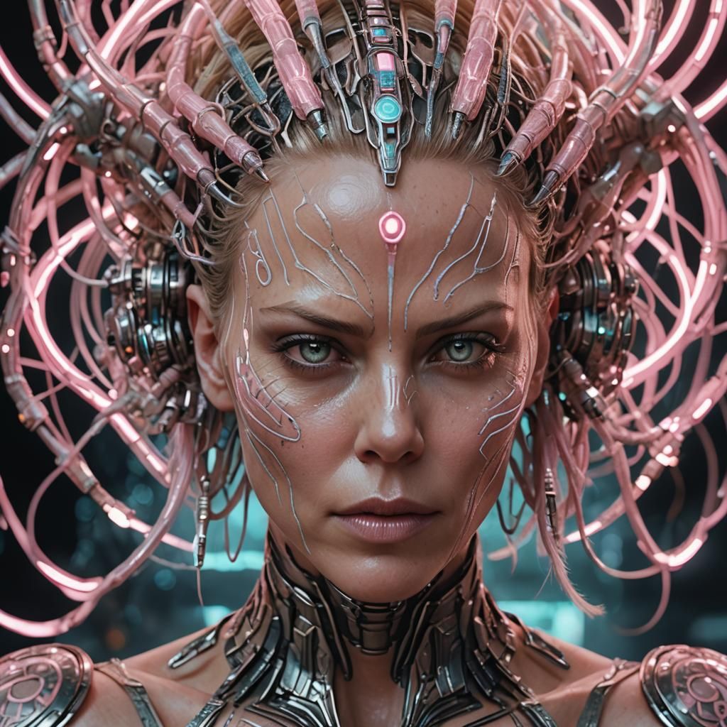Cyborg Goddess Portrait in Sci-Fi Digital Art