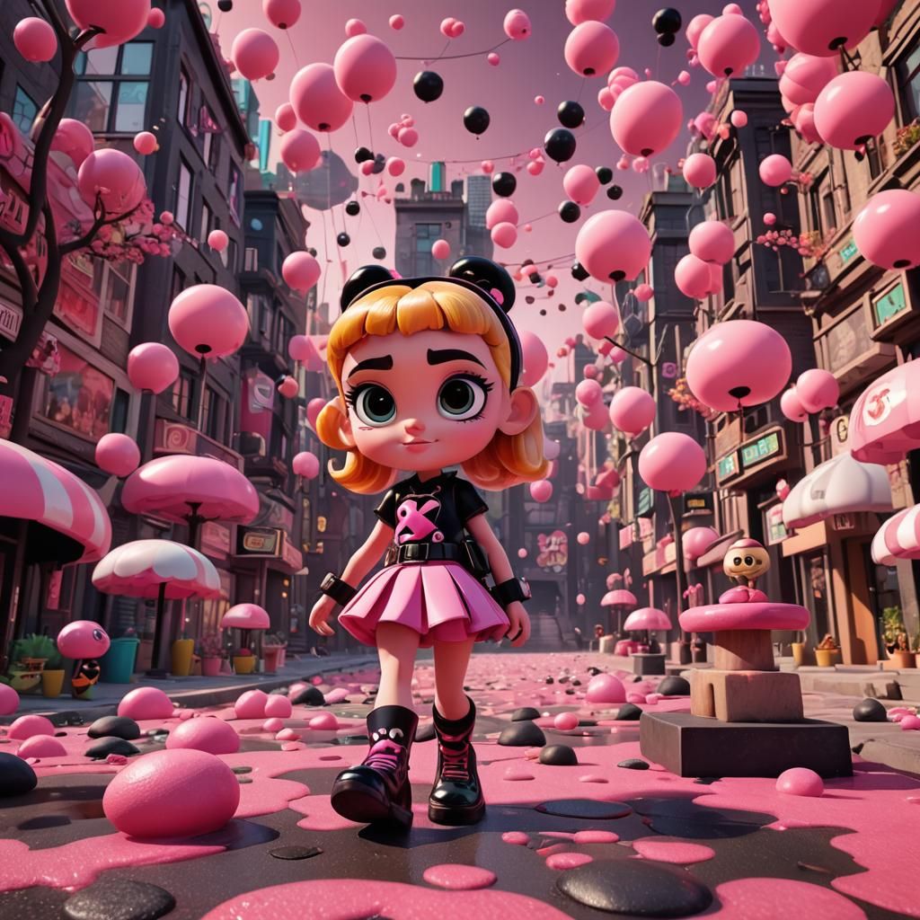 Powerpuff Girl in Cartoon 3D Style