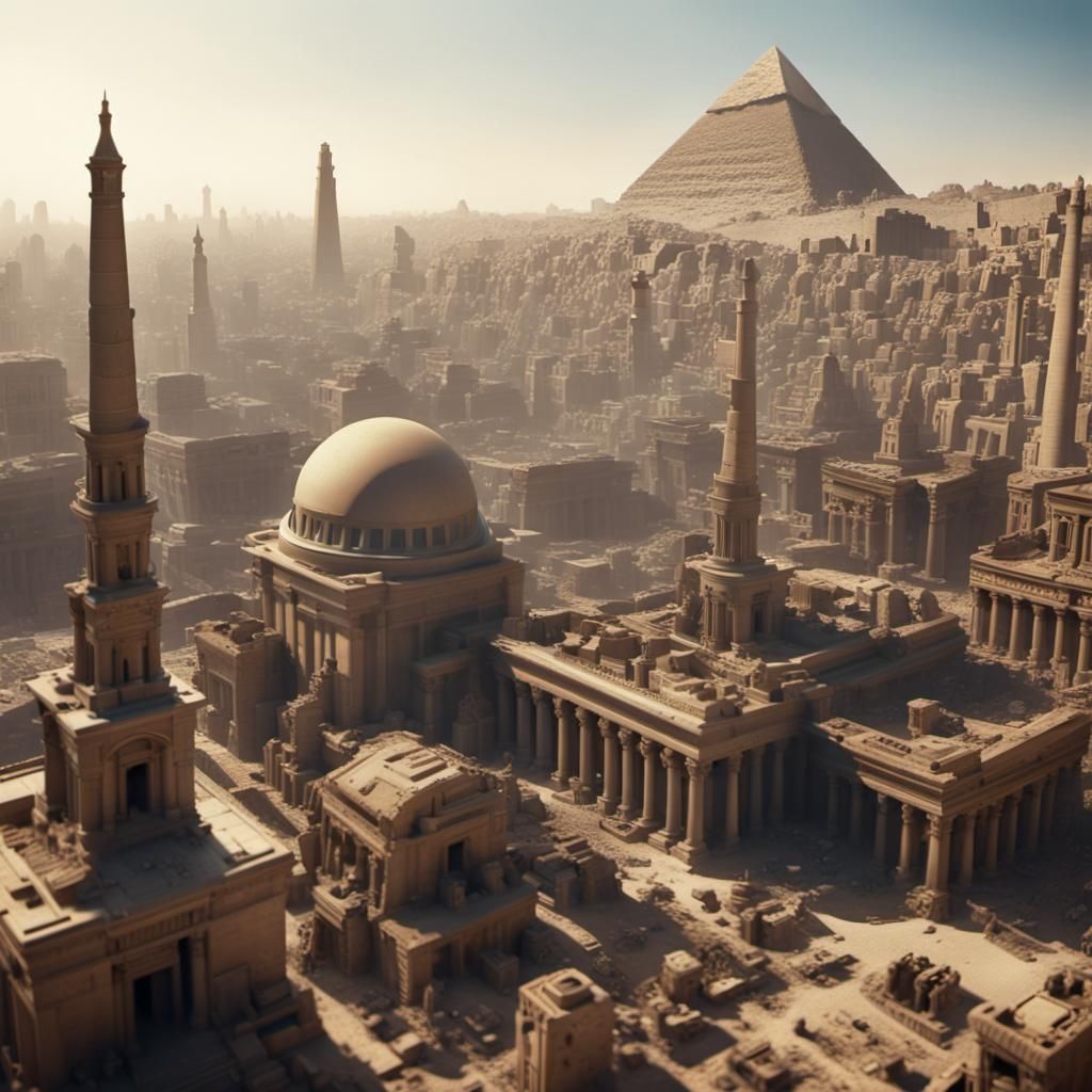 Steampunk Neo-Gothic Egyptian Necropolis Panorama