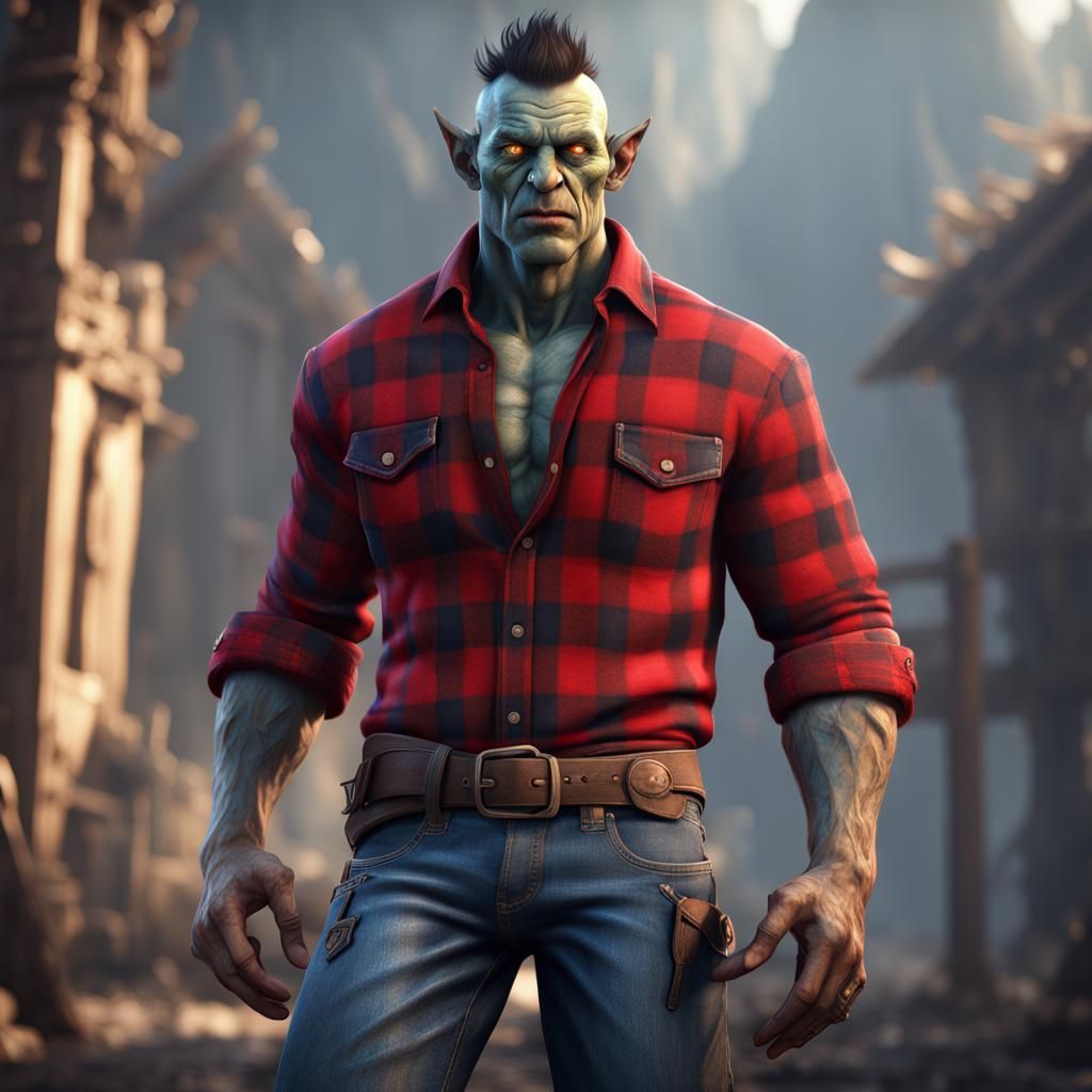 Handsome Orc Male Model in Detailed Digital Painting