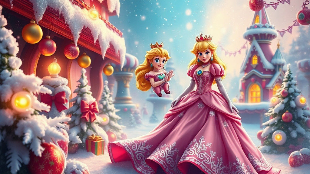 Princess Peach in Snowy Mushroom Kingdom Graffiti