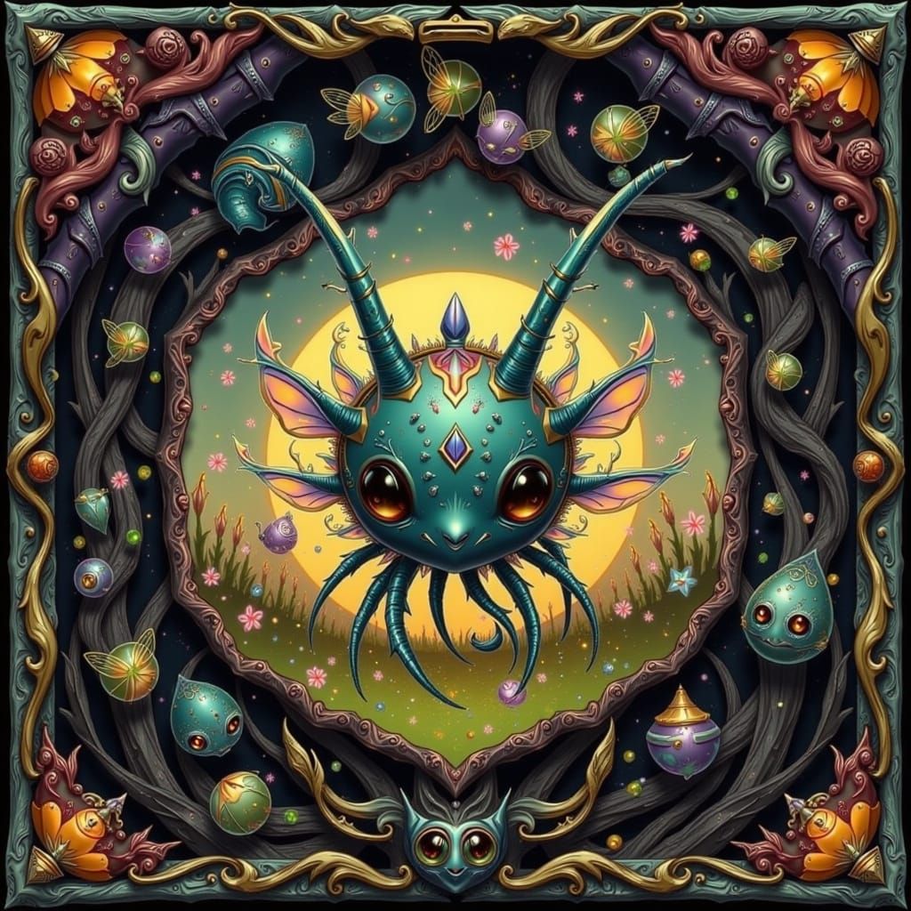 Mystical Forest Creature with Iridescent Fur and Wings