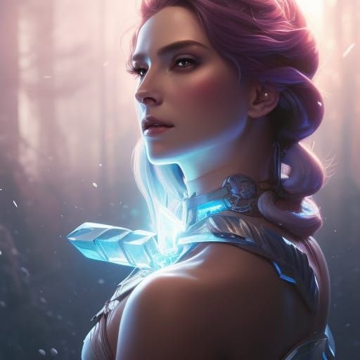 Striking Ice Queen Portrait in Hyperrealistic Style