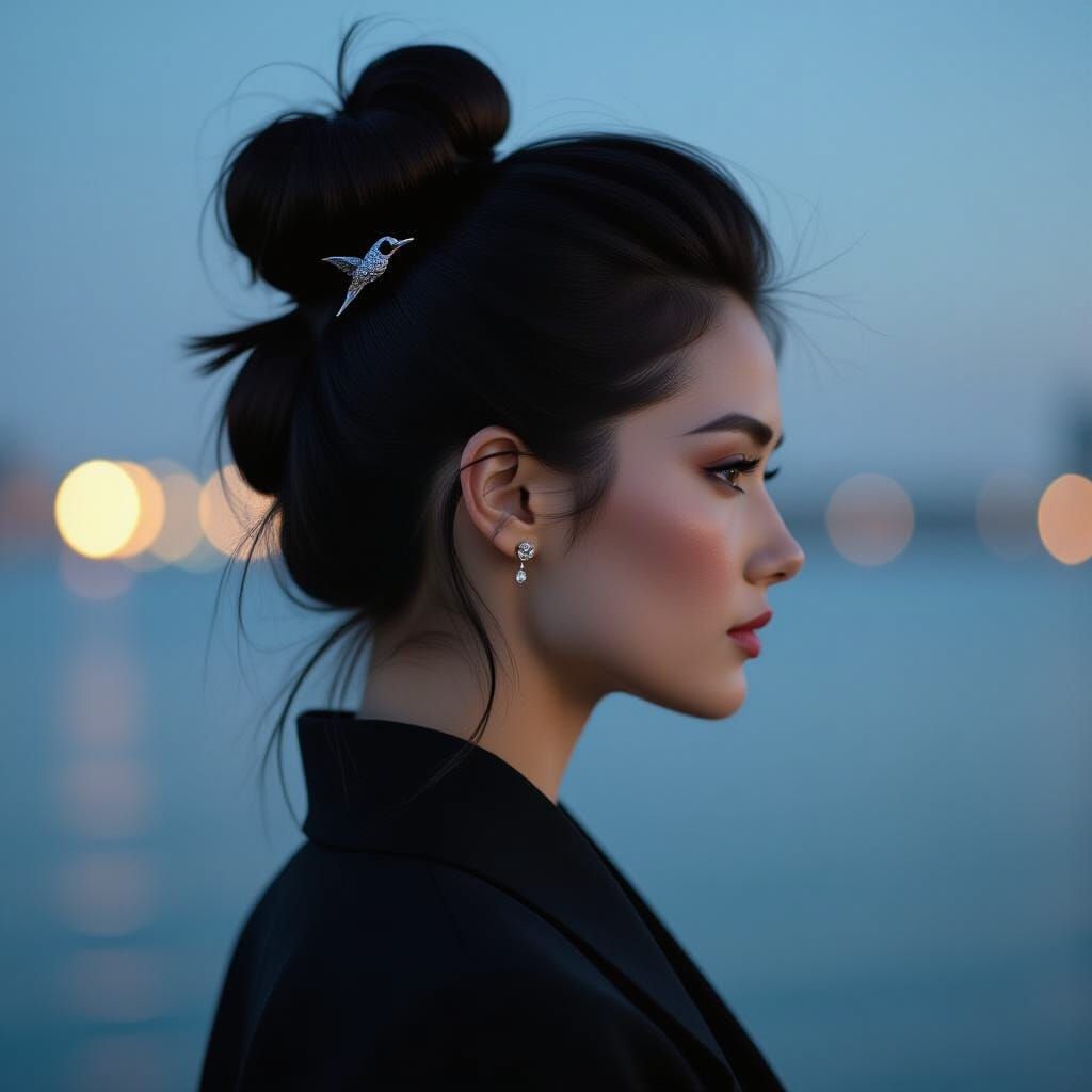 Cinematic Crow Hairpin in Moonlight