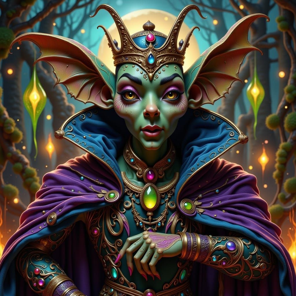Majestic Goblin King in Whimsical Velvet Attire