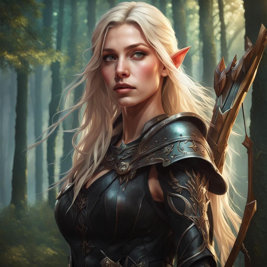 Fantasy Elf Archer and Blonde Girl Portrait